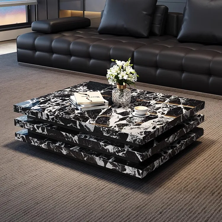 意式极简轻奢现代简约岩板长方形茶几客厅高级感家用大小户型别墅