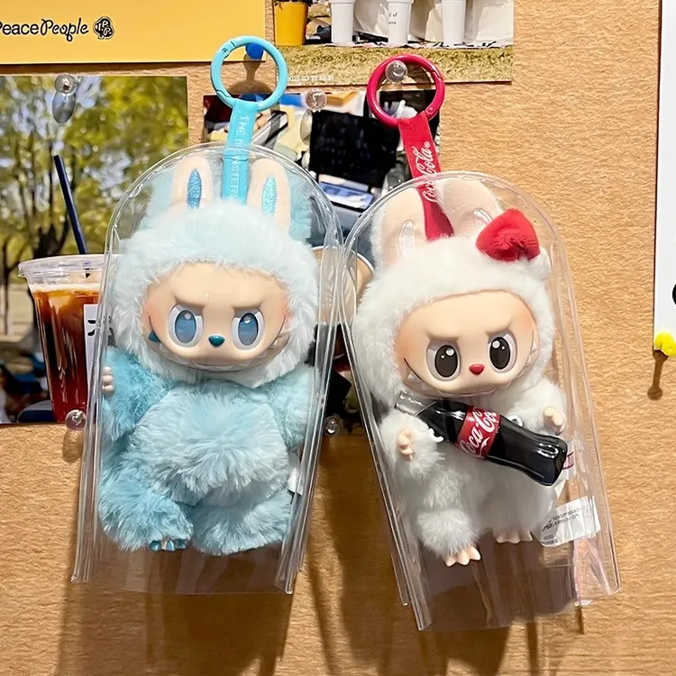 labubu迪士尼搪胶保护套拉布布三代防尘透明收纳包毛绒挂件溜娃包