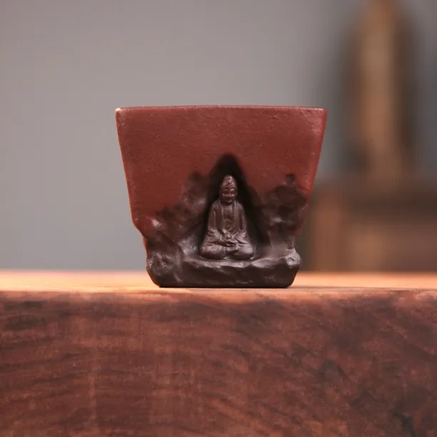 石窟佛手工主人杯原矿紫泥纯手工创意功夫茶器