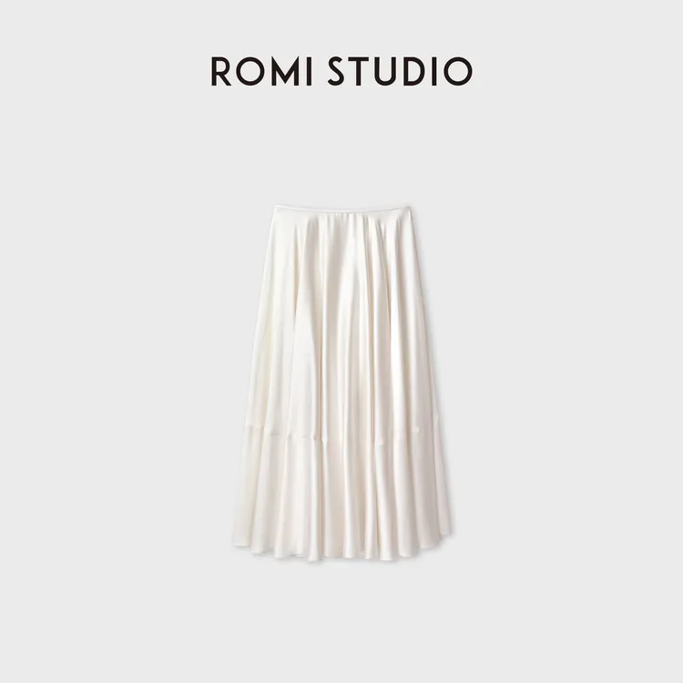 ROMI STUDIO“松弛慵懒”舒适抗皱亮面肌理感宽松半身裙 RWDRXG4054