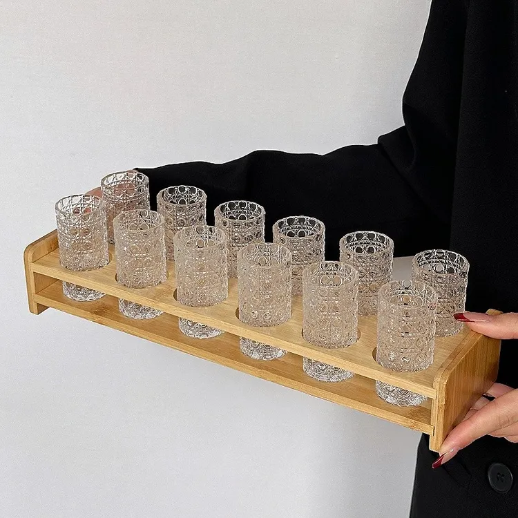 浮雕加厚宝石纹白酒杯架shot杯一口杯野格烈酒杯家用鸡尾酒杯复古