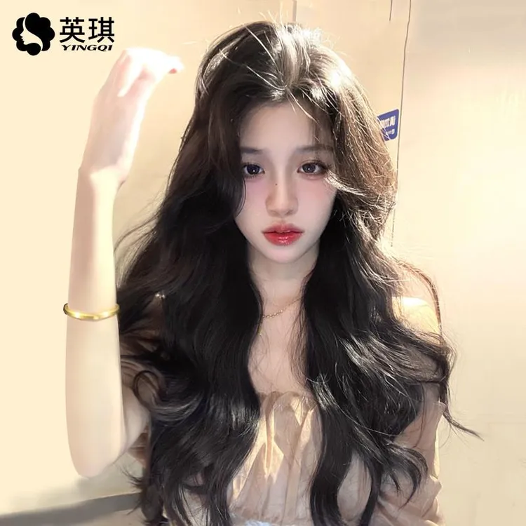 女长发封边蕾丝递针蓬松自然长卷发大波浪全真人发全头套