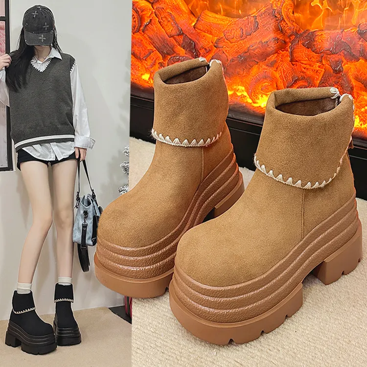 2025秋冬新款10内增高靴子厚底加绒小个子短筒靴百搭显瘦马丁靴