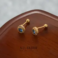 铜合金合成锆石耳饰 铜合金合成锆石ES-40精致小巧蓝色百搭耳骨钉