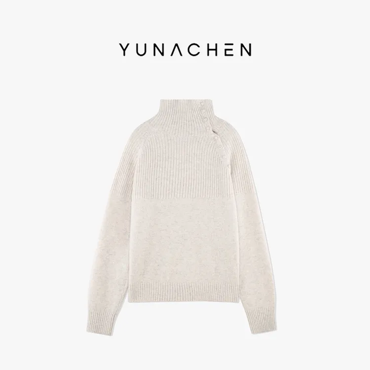 菠萝宝宝yuna【松弛漫旅】绵羊毛兔毛斜排扣套头针织衫YK11