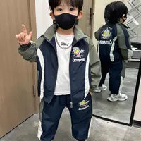 6064奥特曼衣服男童春季套装2025新款宝宝秋装炸街儿童时髦帅气