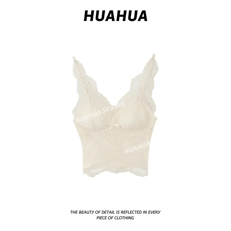 【花花】内在美~纯欲风蕾丝打底内搭带胸垫吊带内搭