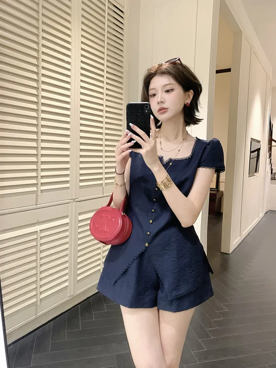 【芝士Cheese】极简之姿 夏季短袖显瘦百搭不规则套装