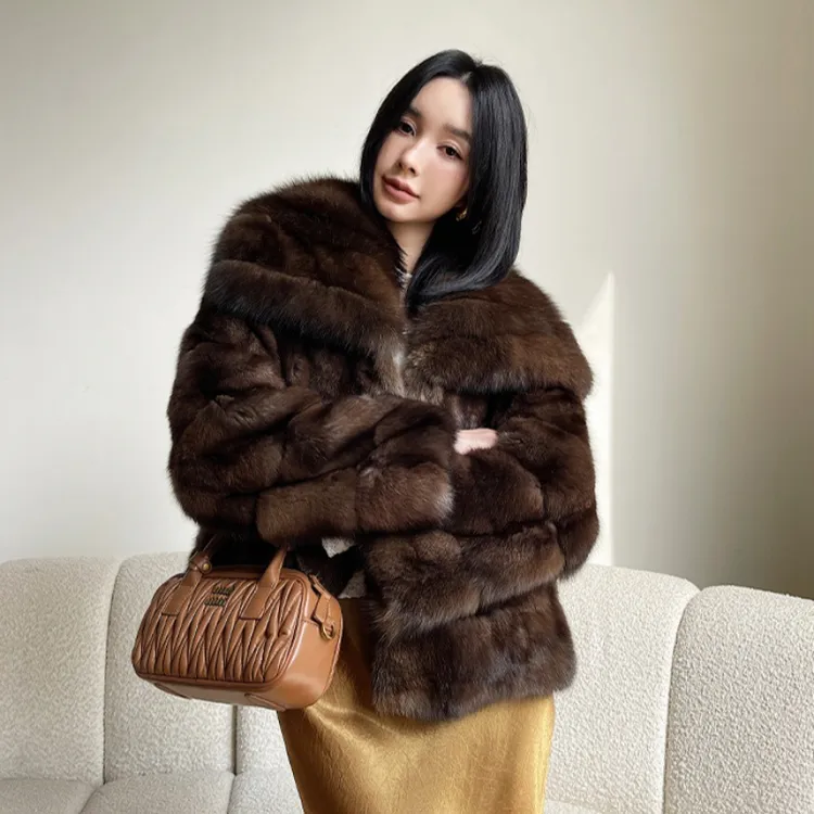 天使之翼2025新款女士冬季仿俄罗斯貂绒网红款轻奢洋气高级感外套