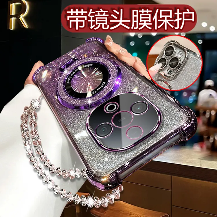 适用vivoY300手机壳5G新款女潮Vivoy300全包镜头膜V2435A闪粉软壳