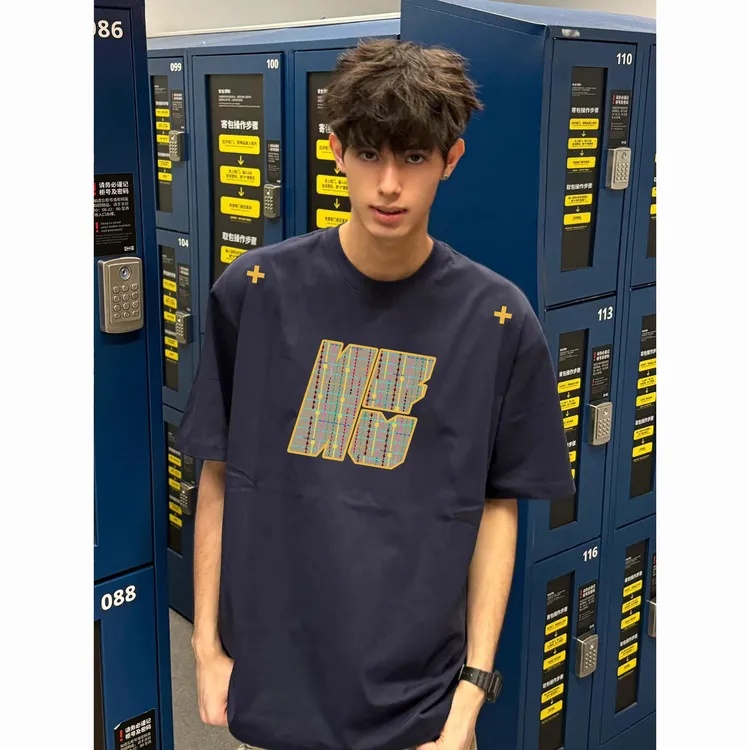 labzaa国潮牌毛巾绣纯棉短袖T恤男女夏季设计感百搭宽松情侣上衣