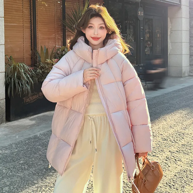 棉服保暖女2025年冬季时尚长款过膝显瘦韩版宽松加厚连帽收腰外套