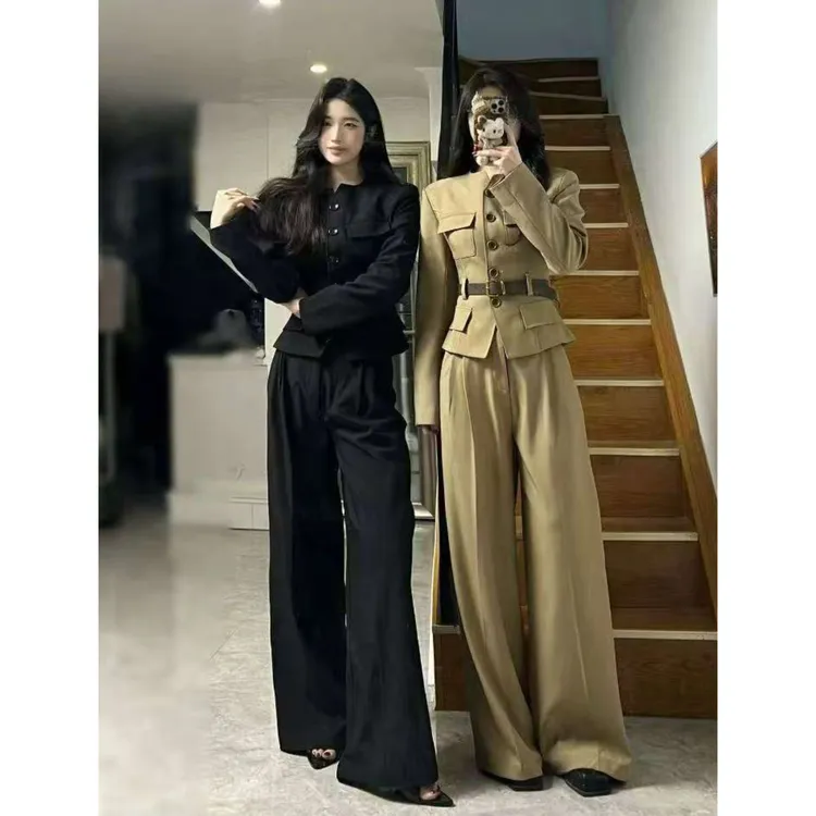 极简大牌感通勤女士阔腿裤西服套装显瘦气质