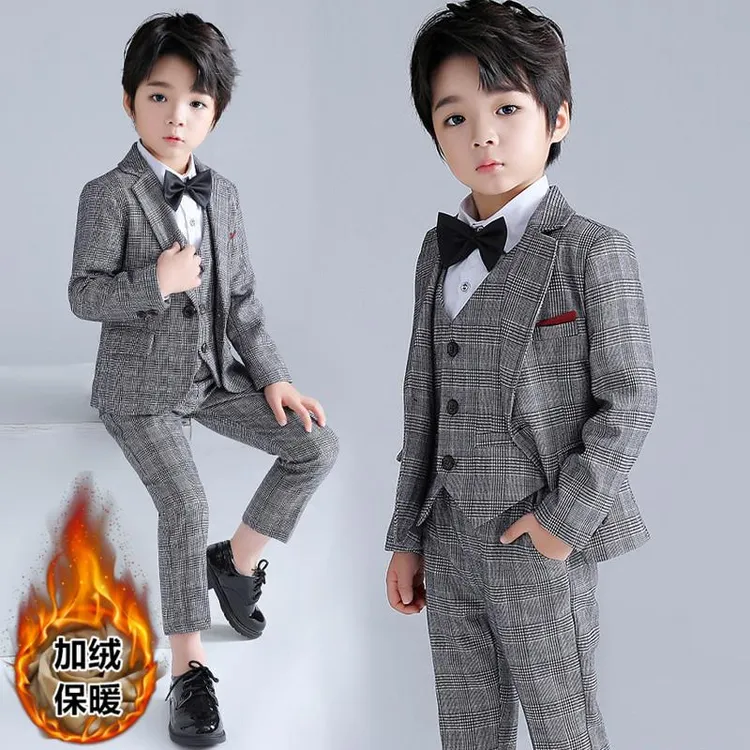 儿童西服帅气秋冬季2025新款英伦风礼服三件套男童宝宝小西装套装