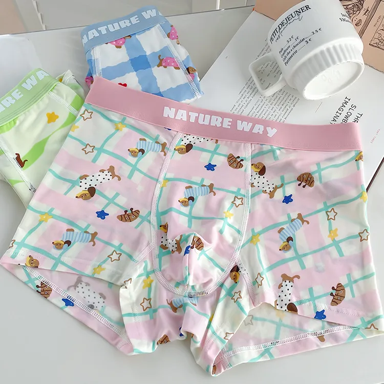 男士可爱卡通趣味搞怪夏季超薄冰丝内裤短裤四角裤新款