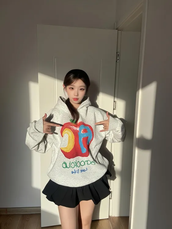 辛巴洛【高克重】美式连帽卫衣女白灰色套头款上衣时尚保暖韩系设计