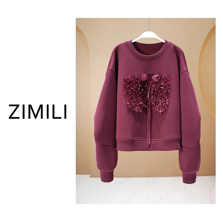 【亮哥欧货女装】冬季热感绒加厚《酒紫》亲肤弹力双面卫衣26086-P4