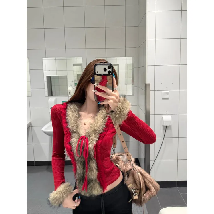 【名门盛宴】法式氛围感纯欲风性感温柔修身打底上衣女2632#