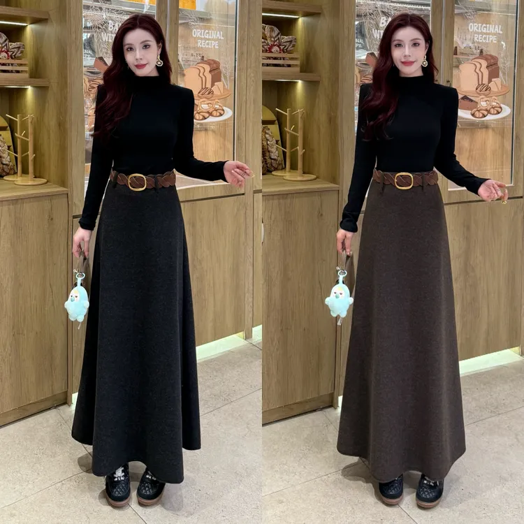 冬季加厚Baby绒气质高腰显瘦A字版半身裙