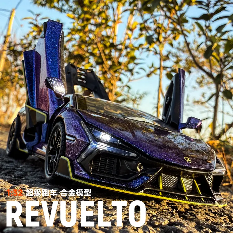 仿真兰博基尼大牛超跑车模型摆件1:32合金声光回力小汽车男孩玩具