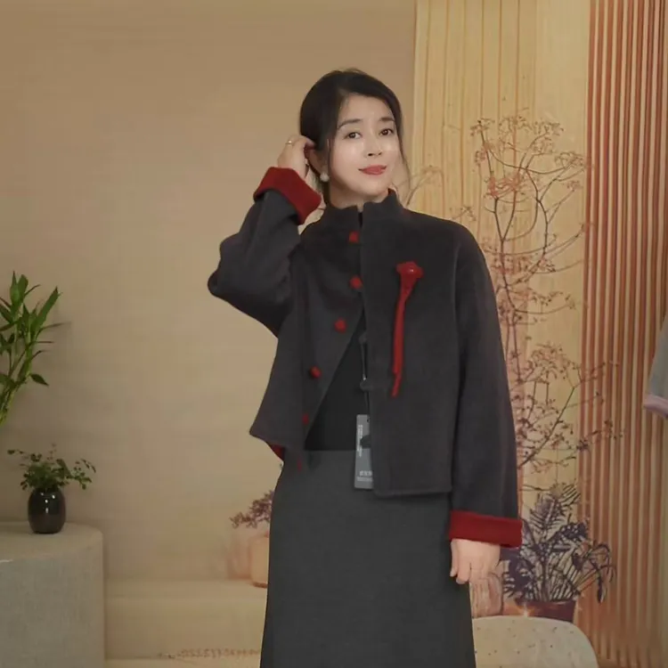 【韩大美专属】100%绵羊毛 双面呢 气质   短款 百搭 女装 时尚066