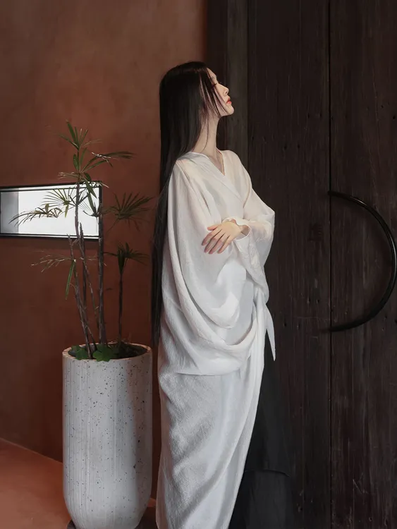 长款V领宽松夏季宽松型薄款小衫春秋中式小众披肩夏