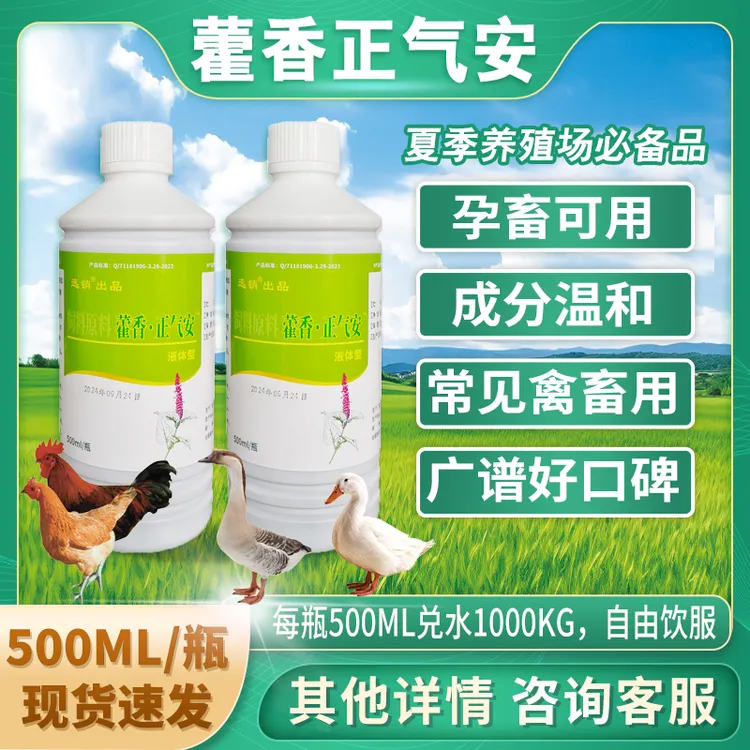 兽用藿香正气液猪牛羊鸡鸭鹅通用500毫升/瓶饲料添加剂