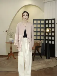 【浥尘女装】双面驼绒中长款金属五粒扣 收腰显瘦小香风外套