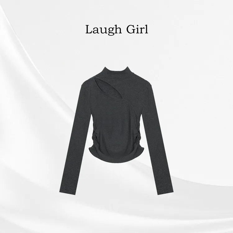 楚楚君 Laugh girl【冷御辣妹】高领磨毛纯欲镂空长袖打底CL551159J