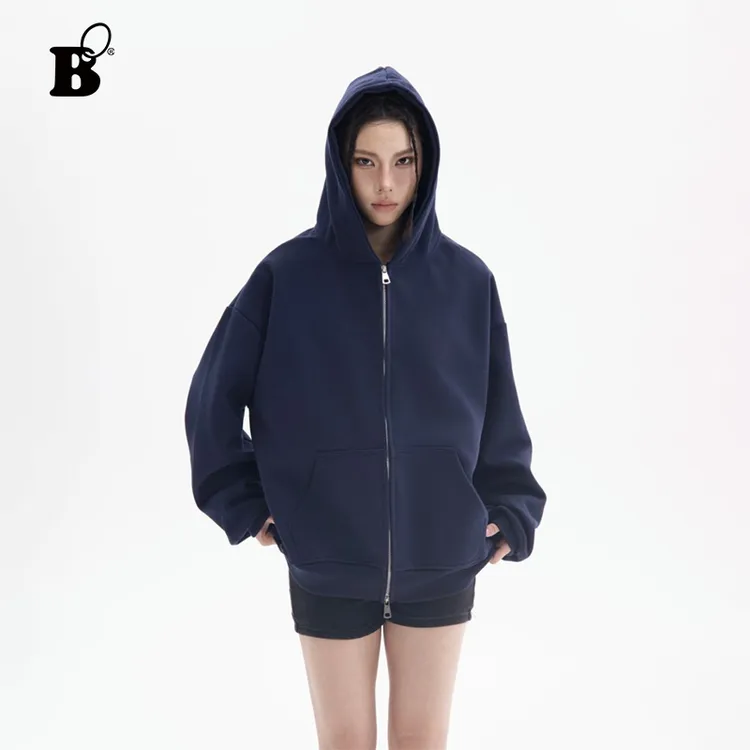 Bo宽松开衫拉链连帽慵懒美式hiphop高街卫衣外套外套