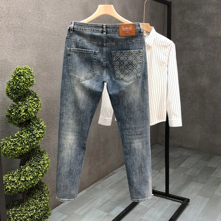 迪诺库克斯夏季高级感牛仔裤潮牌痞帅高端薄款休闲百搭男士长裤