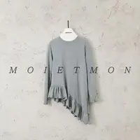 Moi et mon冬季新款小众设计师打底休闲百搭长袖不规则斜边打底