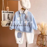 啵小爸【晴山蓝水】2025秋季新款男童韩版领口纽扣设计大口袋卫衣