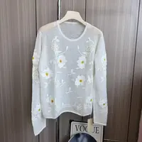 【百分百山羊绒】251151早秋时尚款小雏菊刺绣款羊绒开衫洋气时尚
