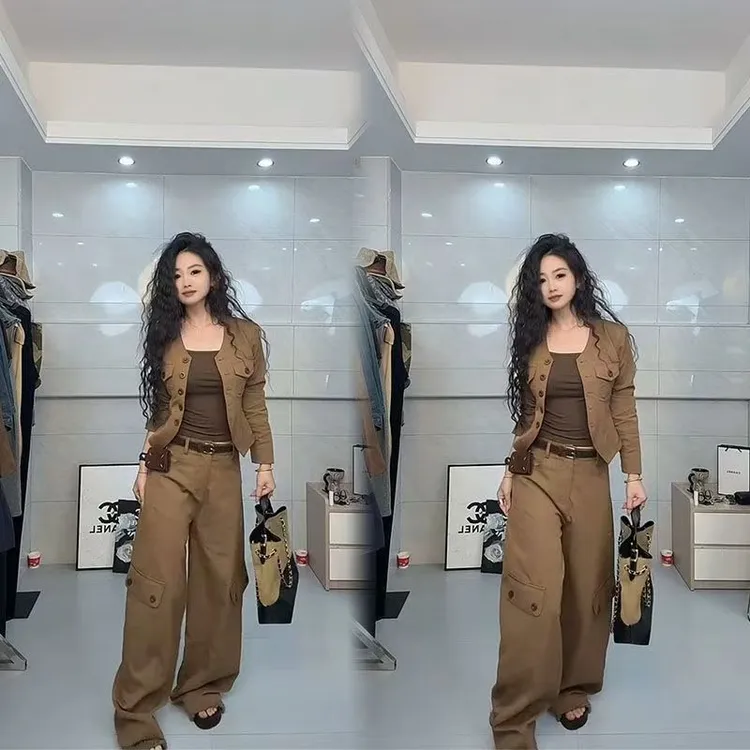 欧货法式时尚套装2025秋季新款气质减龄修身短外套宽松高腰阔腿裤