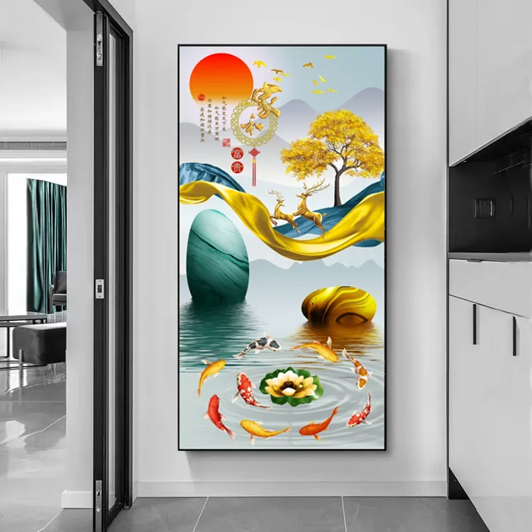 晶瓷镶钻玄关装饰画走廊西墙最旺家的挂画第一名入户门挂画