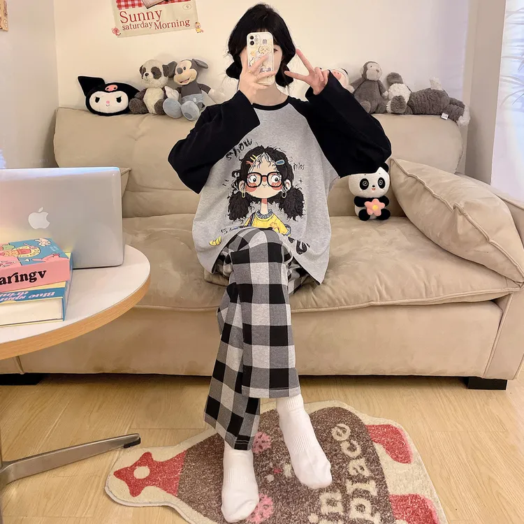 100%全棉睡衣女款爆款2025新款春秋季薄款纯棉长袖长裤胖mm加大码
