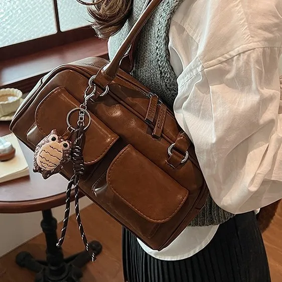 【西藏包邮】高级感复古新款秋冬季简约通勤单肩腋下包手提波士顿包