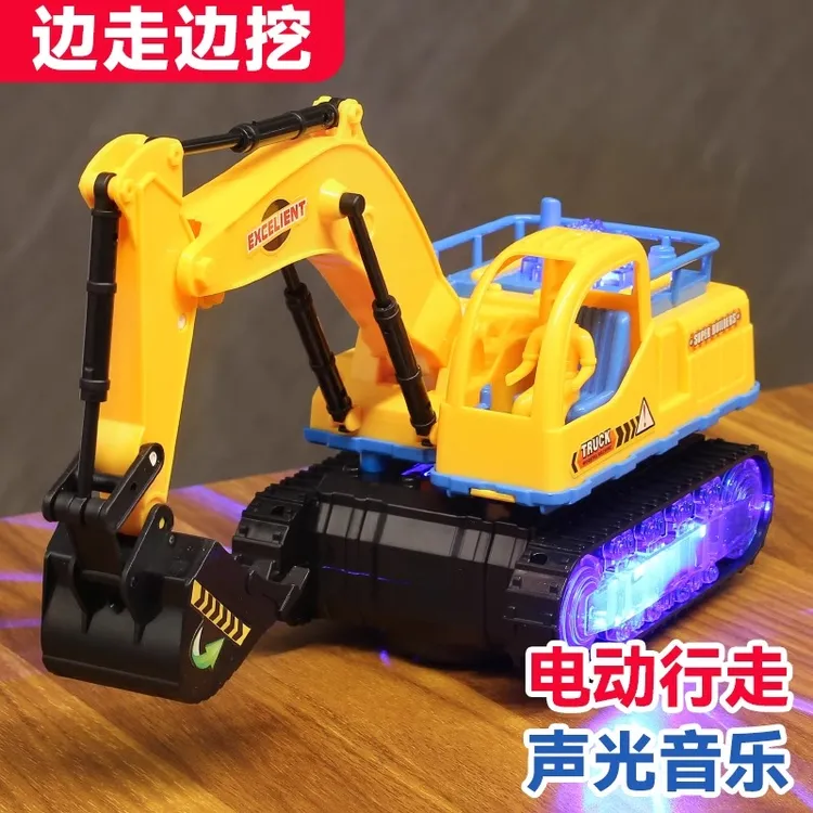 儿童电动变形特技挖掘机汽车万向工程挖土吊机铲车机器人男孩玩具