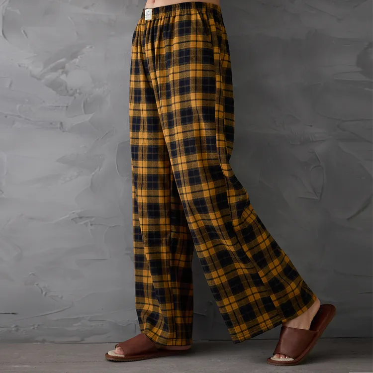 经典格子睡裤女纯棉春秋季宽松长裤阔腿显瘦休闲家居裤可外穿秋天