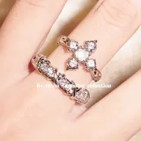 合金合成锆石戒指 Careless Hottie·冷都贵女～银色闪钻十字架戒指