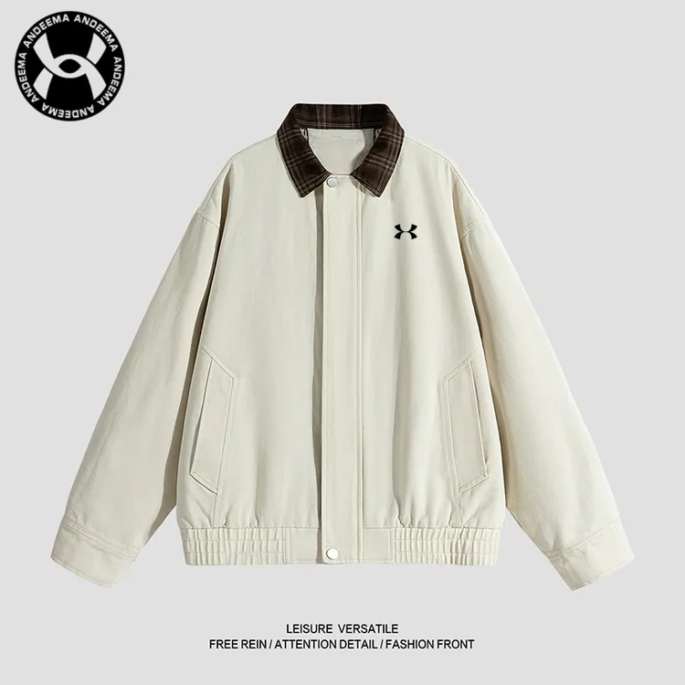 新款春秋季轻奢痞帅男女款做旧夹克休闲潮流简约百搭翻领宽松外套
