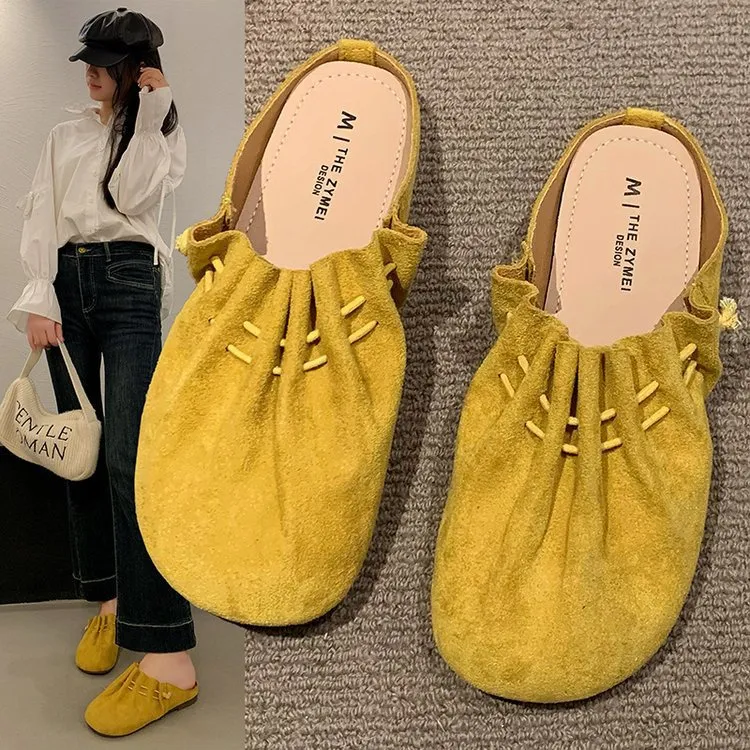 百搭勃肯拖鞋女夏季新款复古时尚一脚蹬懒人包头拖半拖平底凉拖鞋