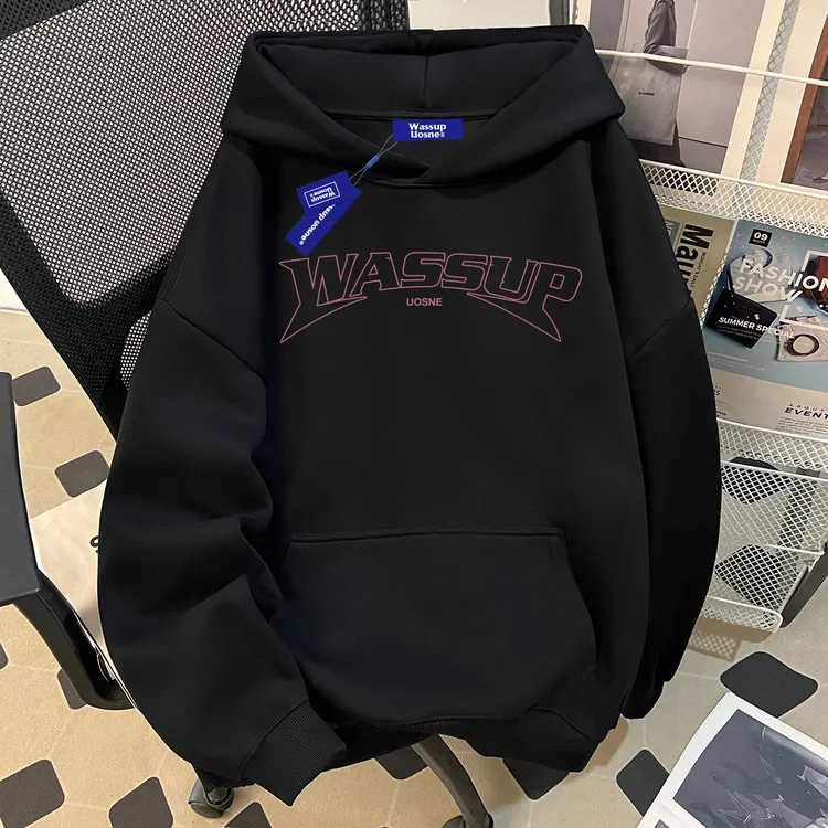 WASSUP UOSNE重磅连帽卫衣男秋季cleanfit百搭潮流慵懒风美式外套