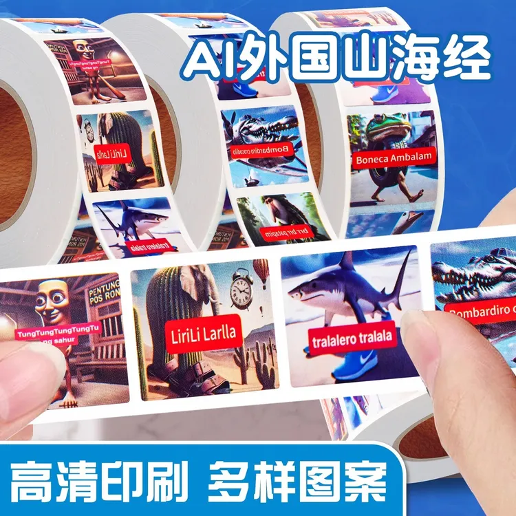 外国山海经卷卷贴3-6岁创意沙雕贴画卡通趣味手账diy装饰贴纸tung