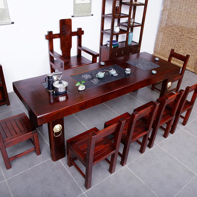 老船木茶桌椅组合实木办公室泡茶台茶具套装桌子一体功夫茶几家用