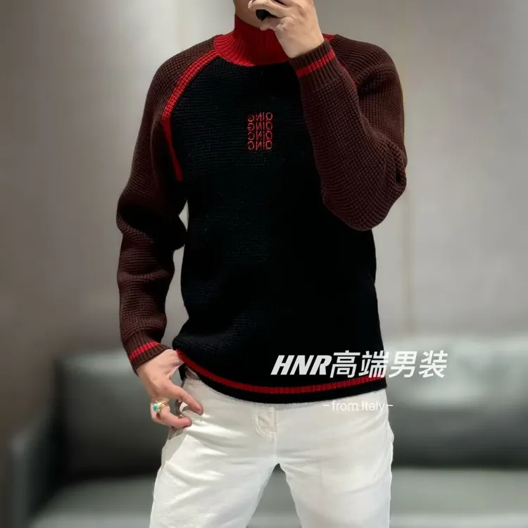 个性双色拼色设计款时尚潮流休闲百搭男士针织衫Q08