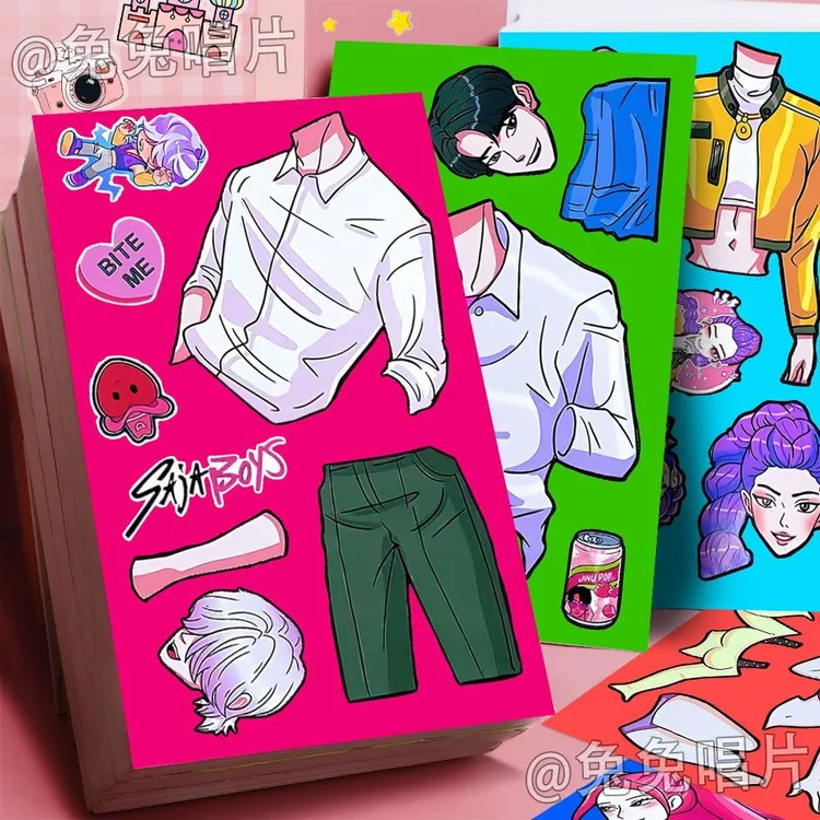 二次元爱豆Zoey周边diy书桌K-POP猎魔女团88张换装贴纸JINURumi