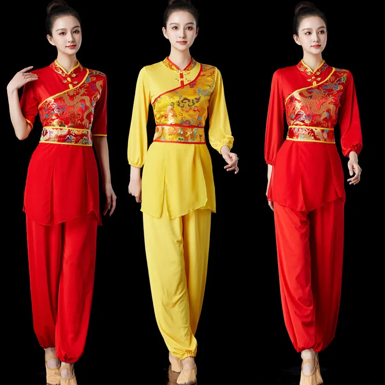 打鼓服演出服腰鼓中国风舞蹈服现代扇子舞威风鼓舞秧歌服装女6068