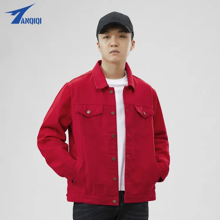 2025蛇年本命年大红色高端牛仔外套男女同款百搭休闲翻领长袖夹克